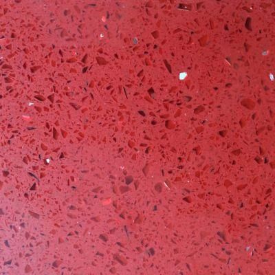 The New Sparkle Red Artificial Quartz Stone Slabs for Bars Countertops