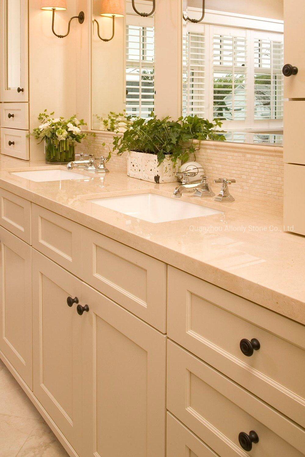 Customized Natural Cream Marfil Marble Countertop for Bathroom and Kitchen