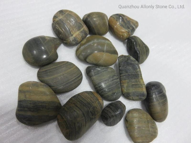 Building Stone Natural Brown Stripe Pebble Stone for Gardern Decorative