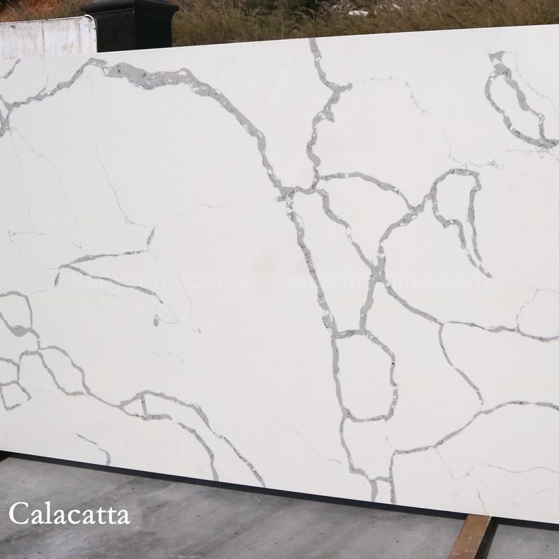 20mm 30mm Black Calacatta Artificial Quartz Stone Slab for Kitchen Countertop Wall Tile