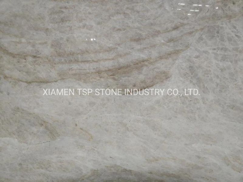 Simple Elegant Taj Mahal Quartzite Madre Perla White Slab for Countertop and Flooring Tile
