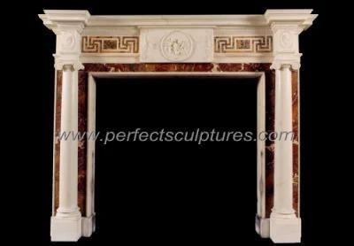 Italian Marble Fireplace Surround with Carved Children Relief Sculpture (QY-LS667)