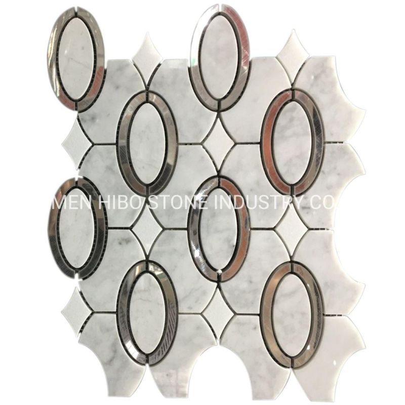 Marble Stone Mosaic with Brass/Stainless Steel/Metal/Shell Pattern Interior Wall/Floor/Kitchen Backsplash Mosaic Tile