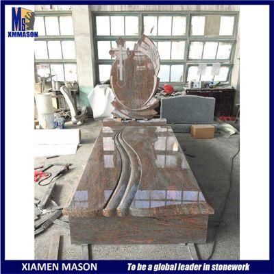 European Tombstone with Cross Shape Carving Granite Headstone
