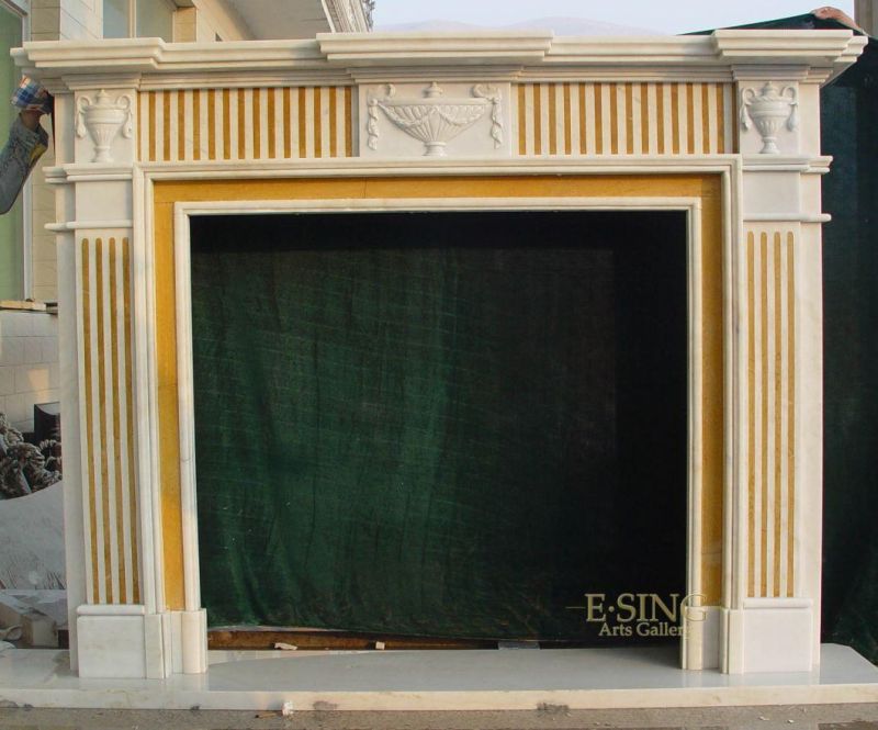 Hand Carved Natural Stone Life Size Marble Fireplace Mantel