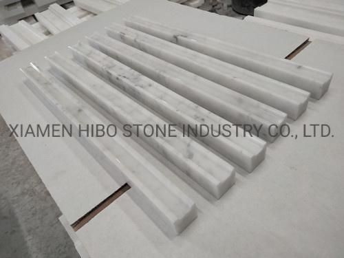 Italian Bianco Carrara White Marble Linear Polished Round Pencil/Base/Ogee/Crown Border Molding