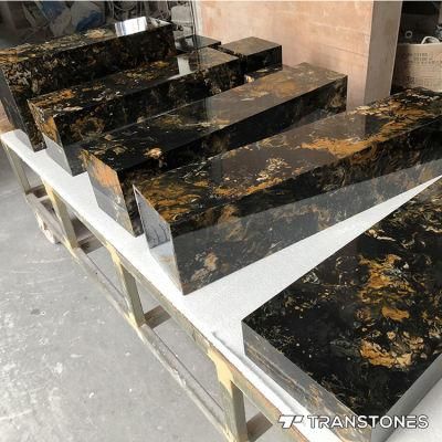 Customized Gold &amp; Black Polished Artificial Onyx Light Box