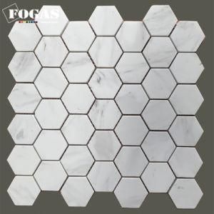 48mm Hexagon New Volokas White Marble Tile Mosaic