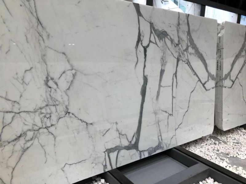 White Marble Slab Grey Grain Interior Decoration/Wall Floor Covering/Bathroom Tile