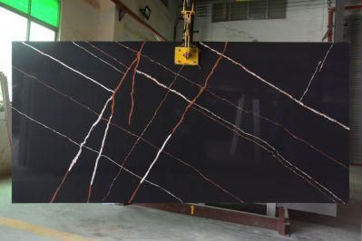 Artificial Calacatta Quartz with Veins Slab for Kitchen Countertop