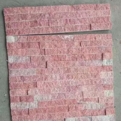 Pink Quartz Slate Veneer Stone Building Material for Outdoor Garden Stone Wall Cladding