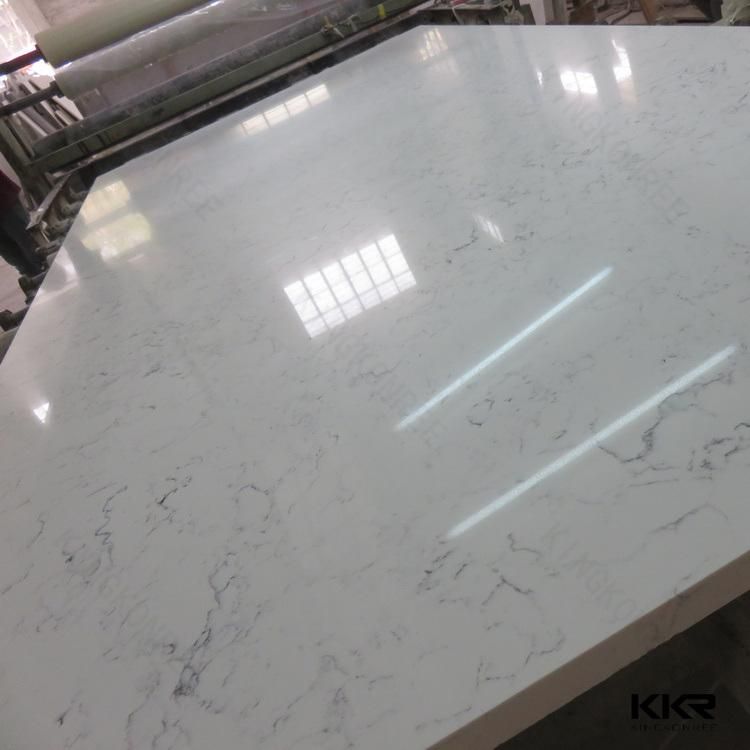 Kkr White Sparking Artificial Quartz Stone for Kitchen Countertop Worktop