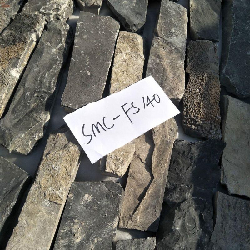 China Natural Black Slate Castle Ledge Stone