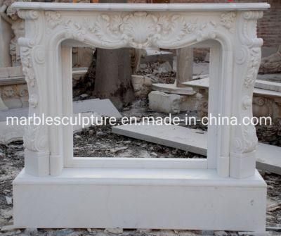 Factory Selling Marble Stone Sculpture White Marble Fireplace (SYMF-060)