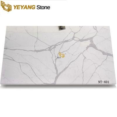 High Polished Grey Vein White Calacatta Artificial Quartz for Slab /Counter Tops /Table Tops/ Vanity Tops