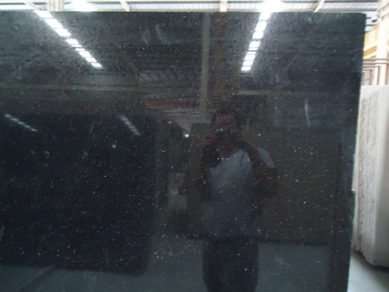 Black Galaxy Granite Slab Polished Cut to Size Countertop Factory on Sale