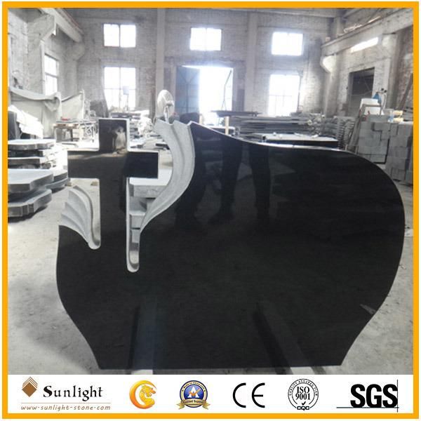 Black Customize Marble & Granite Headstone/Tombstone/Monument for European Style Funeral