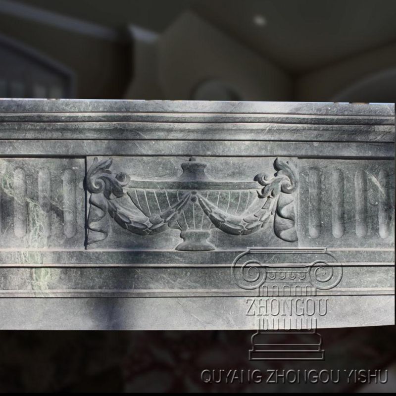 Geart Qauality Hand Carved Green Color Classic Design Natural Marble Fireplace