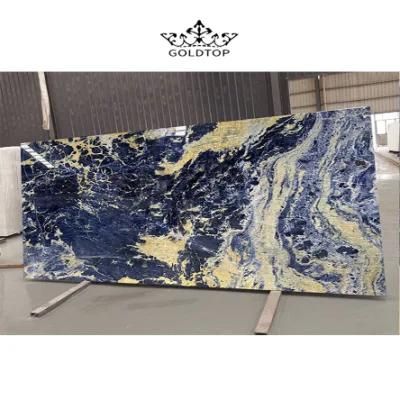 Luxury Stone Polished Indoor Decoration Cloisonne Blue Slab Granite Wall Tiles