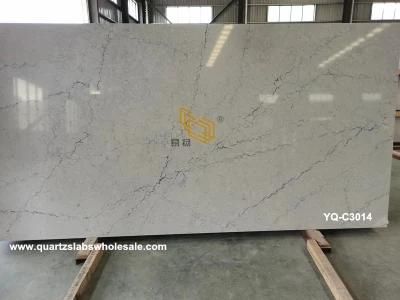 White Artificial Engineered Calacatta Quartz Stone Slab for Countertop/Tile/Kitchen/Vanity Top/Table Top