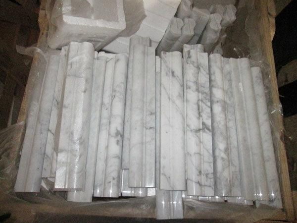 Hot Selling Top Quality Italian Carrara White Calacatta Gold Polished Capital/Crown/Base/Pencil Marble Trim Molding