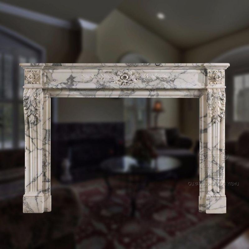 Marble Fireplace with Good Hand-Carved Quality