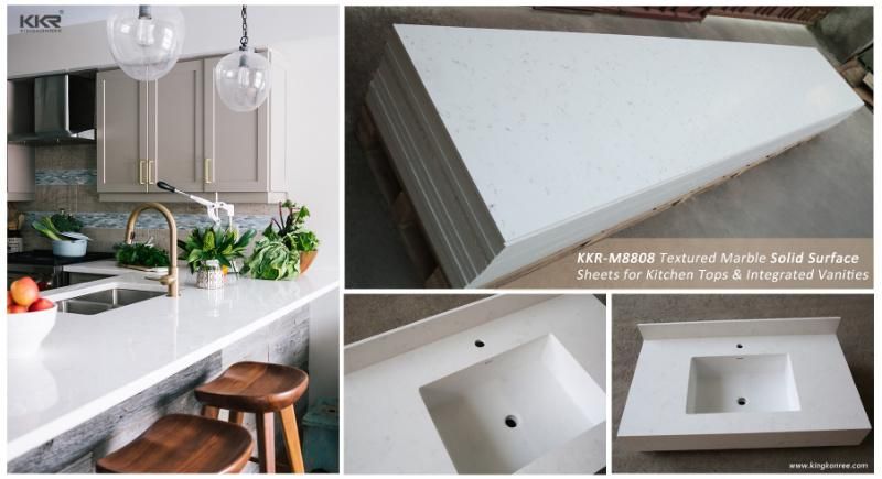 Kkr Polyester Resin Marble Look White Color Solid Surface Stone Sheet