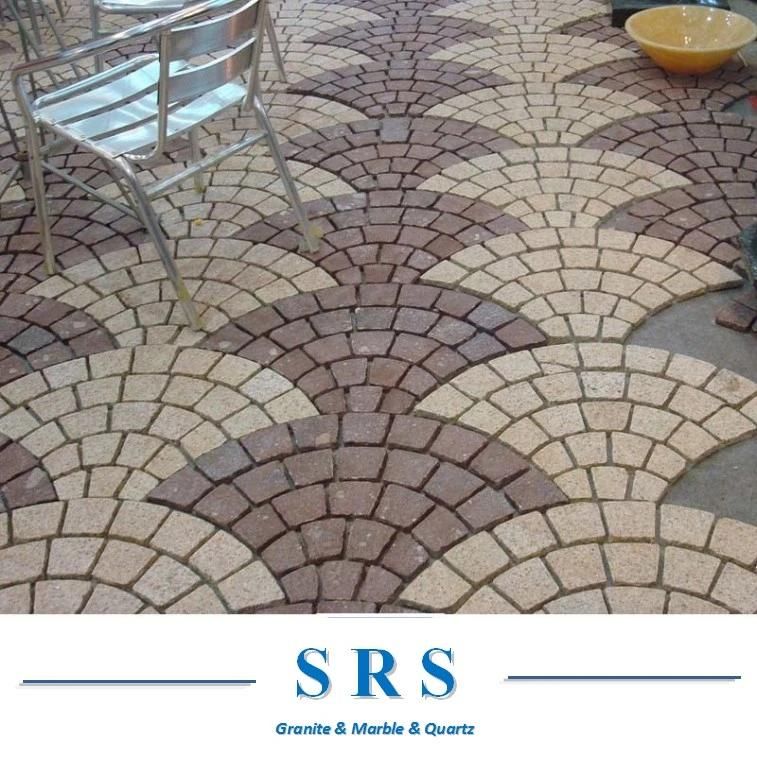 Natural Meshed Granite/Basalt/Slate/Bluestone Fan Shape Paving Stone for Garden/Driveway