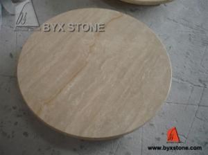 Beige Travertine Round Table Top for Dining Room