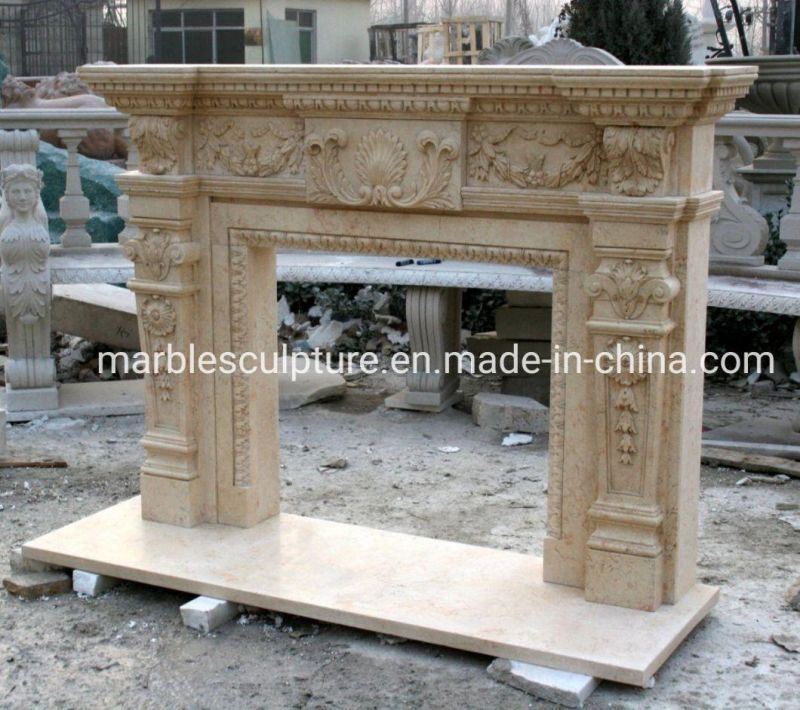 Hot Selling Beautiful Stone Sculpture Marble Fireplace (SYMF-041)