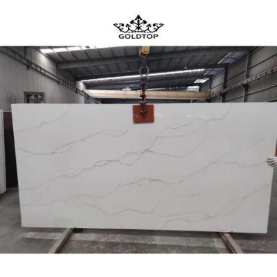 Artificial Stone Polished Factory Price Calacatta Series White Stone Slab Quartz Countertop/Vanity/Floor/Cabinet/Wall Tiles