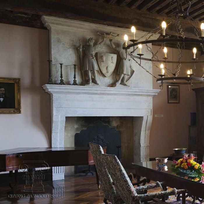 Double Marble Fireplace, Exquisitely Carved and Cheap