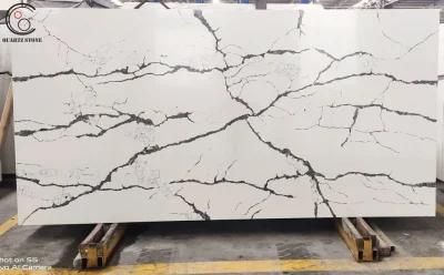 New Quartz Stone Manufacture Marble Look Calacatta Quartz Slabs Large Countertop