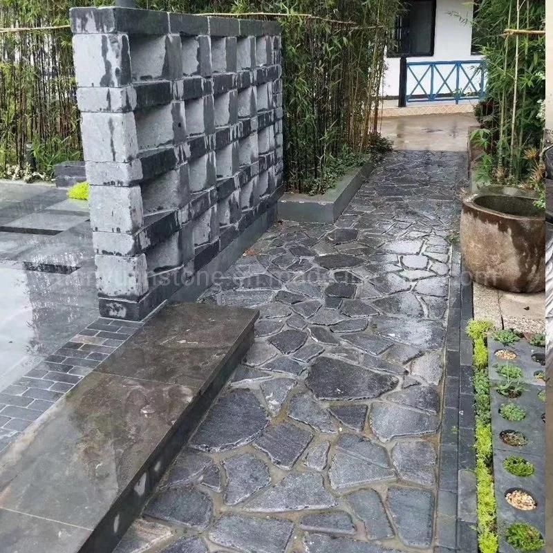 Natural Black Limestone Loose Wall Cladding Split Big Blocks for Wall