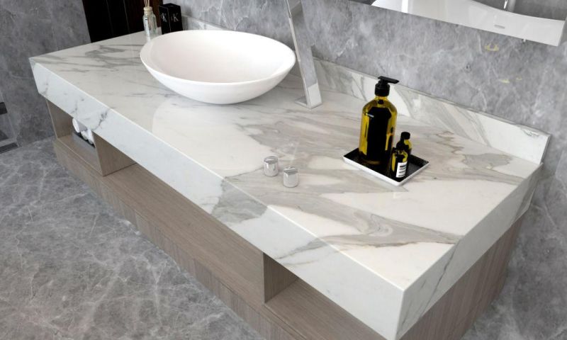Whtie Calacatta Natural Italian Marble Table Background Flooring