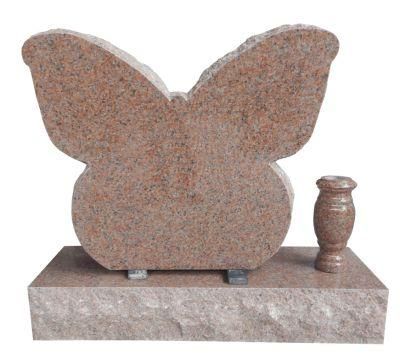 American Style Red Granite Monument Headstone with Vase