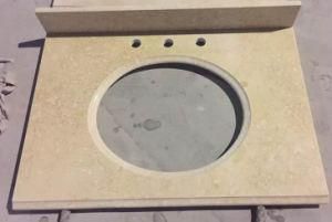 Beige Marble Stone Bathroom Vanity Top and Backsplash Share