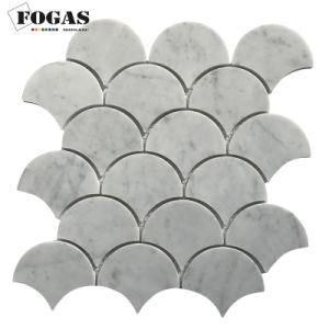 Fan Bianco White Carrara Marble Backsplash Tile Mosaic