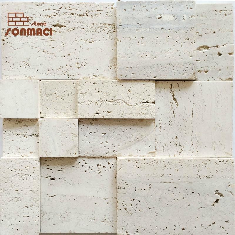 Hot Sale Nature Stone Beige Marble Mosaic Strip Tiles for Wall