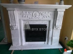 White Marble Stone Carved Fireplace for Home Furniture