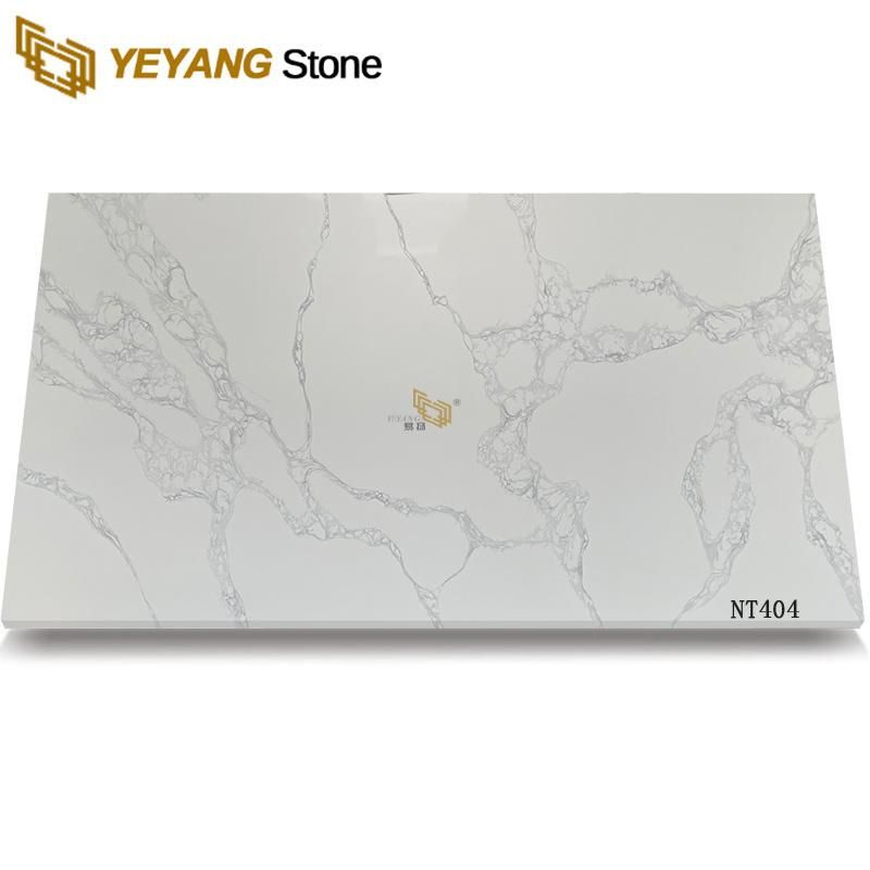 Artificial Calacatta Quartz Slab Pure White Quartz Stone for Kitchen and Bathroom Countertop
