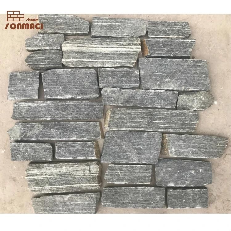 Natural Masonry Slate Black Color Castle Wall Stone
