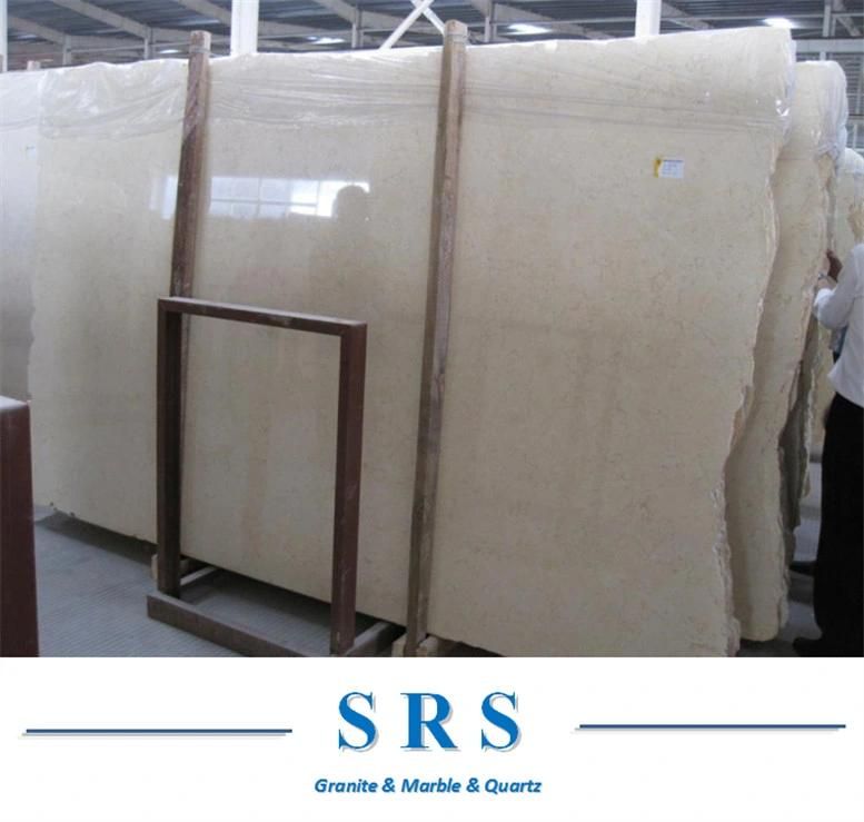Natural Sunny Beige Marble Slab for Interior Kitchens, Vanity, Flooring, Wall Cladding