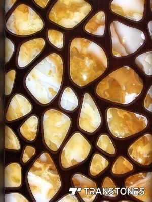 Architectural 3D Pattern Feature Backlit Faux Onyx Stone Alabaster Wall