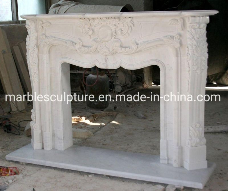 Factory Sale Cheap Price Stone Sculpture White Marble Fireplace (SYMF-052)