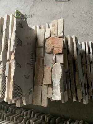 Stacked Stone Yellow Wood Slate Wall Ledge Stone Panel