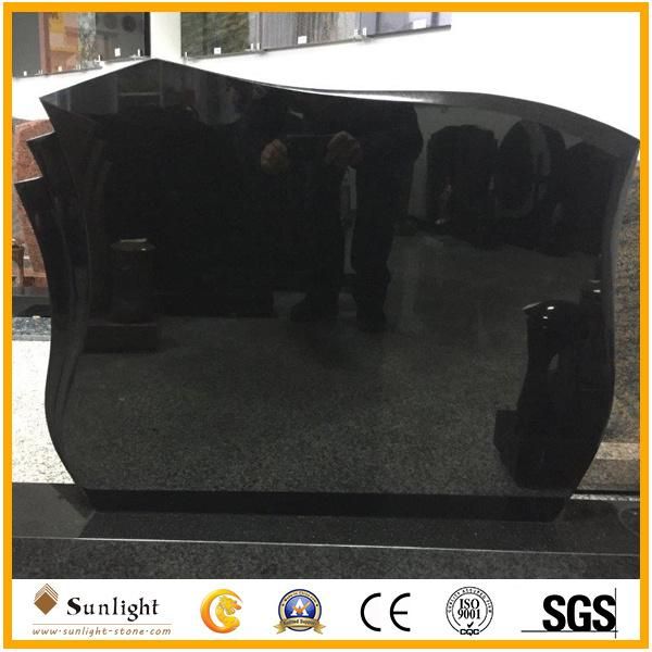 Custom Russian Style Absolute Black Granite Memorial Monument Tombstone