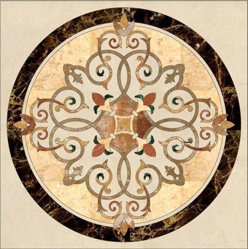Black Beige Marble Stone Waterjet Medallion Tile