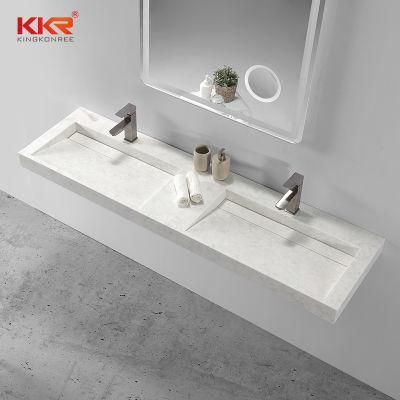 Custom Double Sink Solid Surface Bathroom Vanity Top