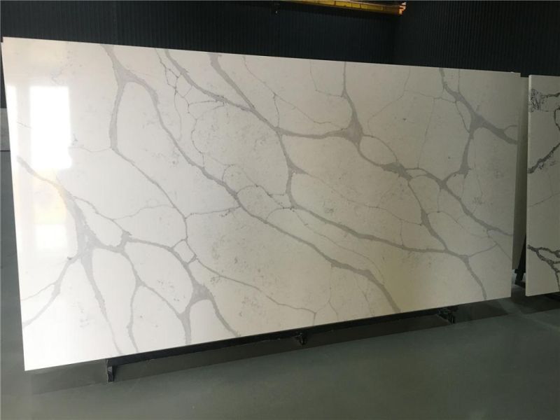Popular Pure White and Big Vein Artificial Quartz Stone White Calacatta Quartz